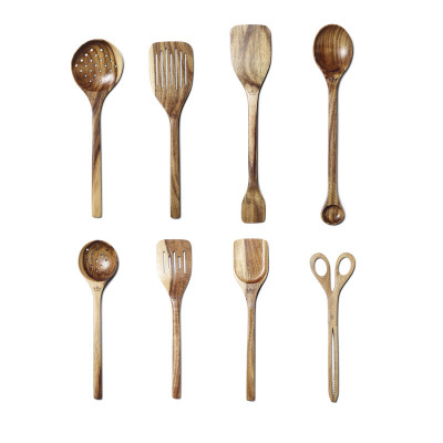 Dutchdeluxes Complete set of 8 wooden utensils ACACIA Acacia