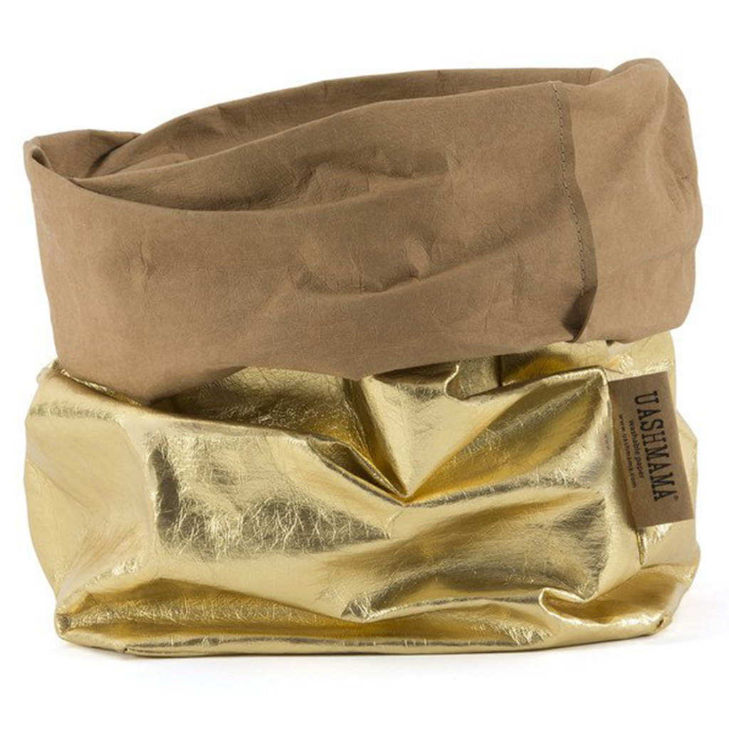 PAPER BAG XLARGE METALLO AVANA/GOLD UASHMAMA