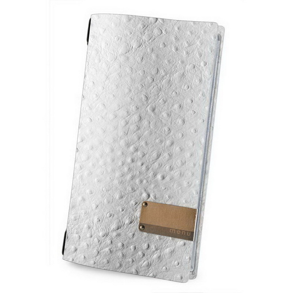 DAG style Menu 17,4x31,8 cm (4RE) natural PATCH štítek "menu" FASHION WHITE OSTRICH