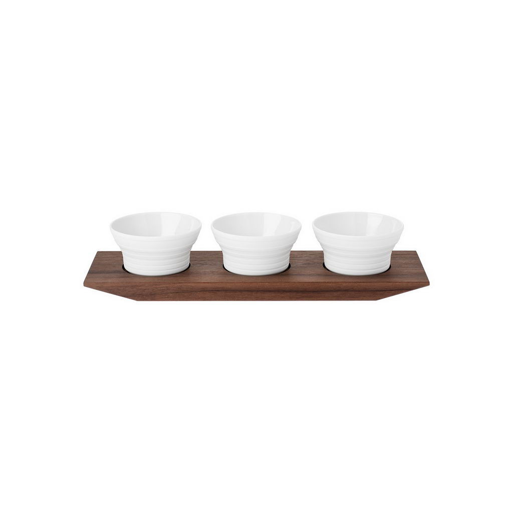 Hering Berlin Pulse set of 3 salt/spices dishes on tray l258 b80 h45