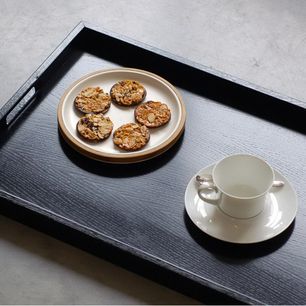 Craster  Black Rectangular Modern Tray Black  600 × 400 × 40 mm