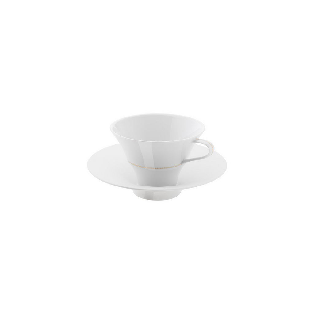 Hering Berlin Alif Gold coffee/tea cup with saucer, conical Ø110 h80 170ml,Ø165 h40