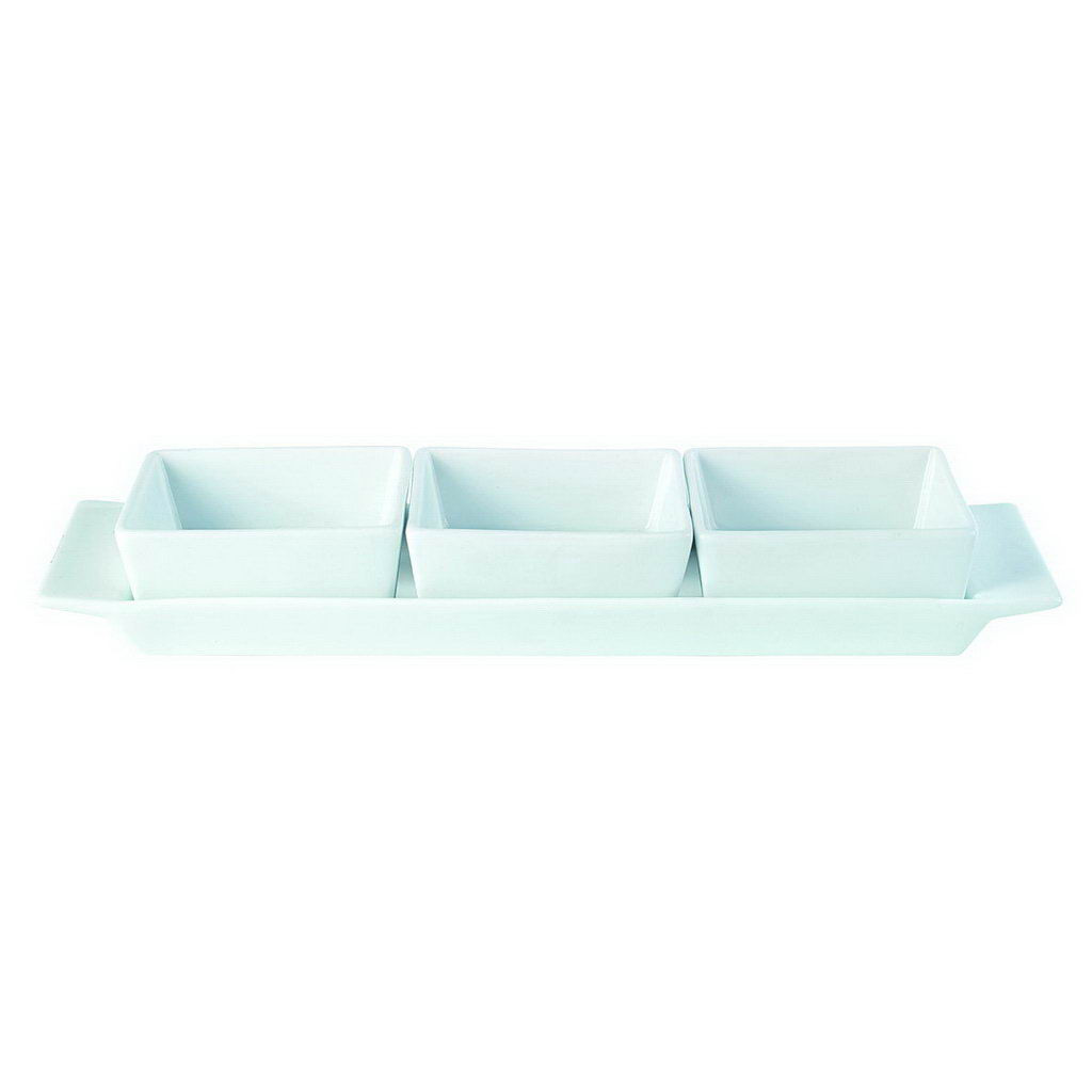 DPS Porcelite set 3 misek & podnosu čtvercového tvaru 29x9cm