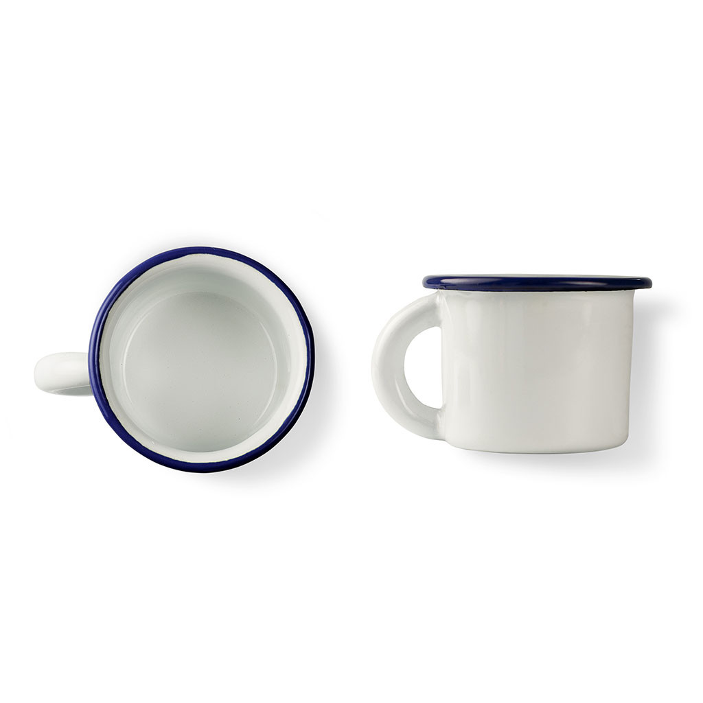 100% Chef Enamel Cup White/Blue Ø5