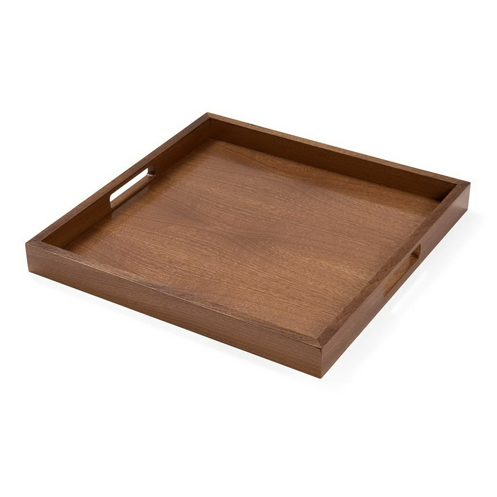 Craster  Mahogany Square Modern Tray Mahogany 400 × 400 × 40 mm