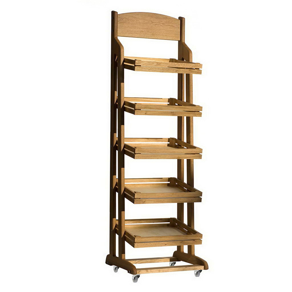 Craster Rustic Oak Five-Tier Floor Stand Oak, Oiled 550 × 550 × 1800 mm