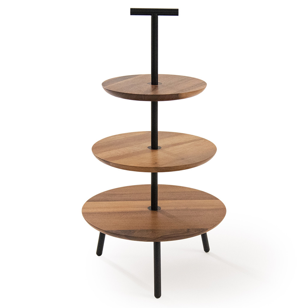 Craster Alto Walnut Three-Tier cake stand Walnut, Oiled 325ø × 583.5 mm