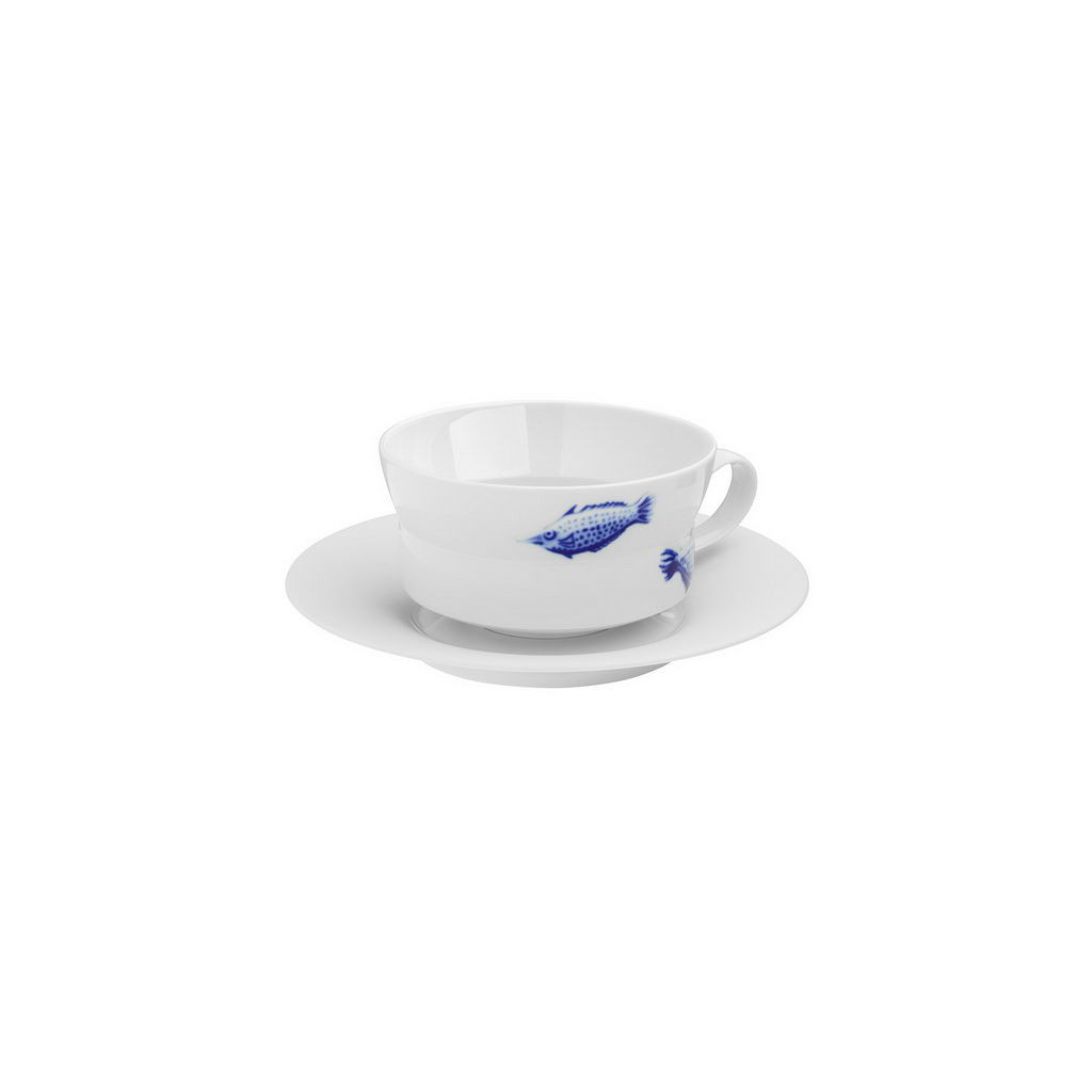 Hering Berlin Ocean teacup with saucer Ø104 h57 250ml,Ø180 h22