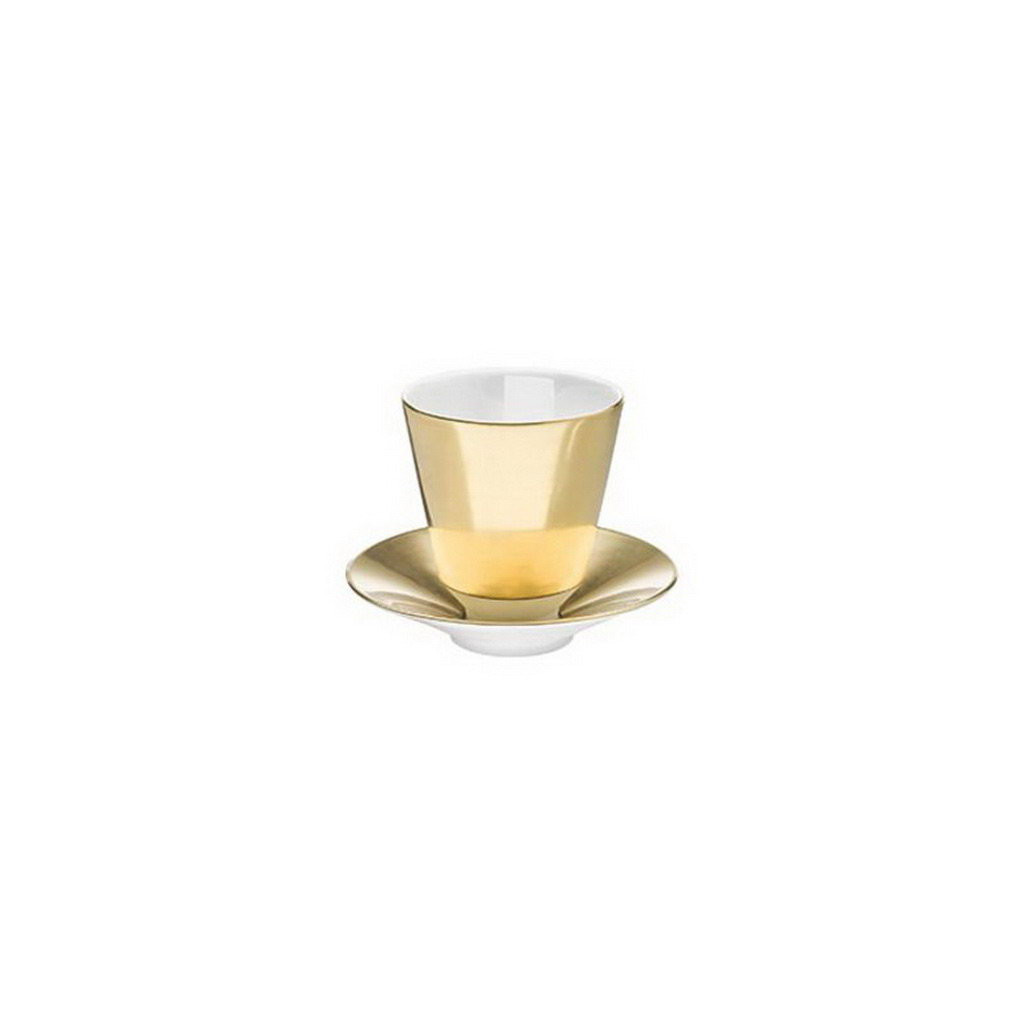 Hering Berlin Polite Gold beaker with saucer Ø85 h95 180ml,Ø130 h30