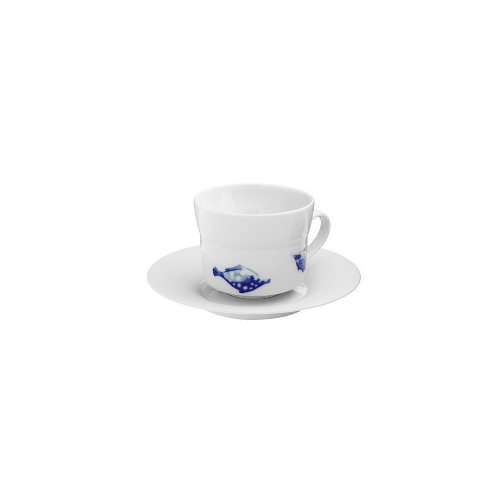 Hering Berlin Ocean cappuccino cup with saucer Ø91 h75 250ml/Ø165 h23