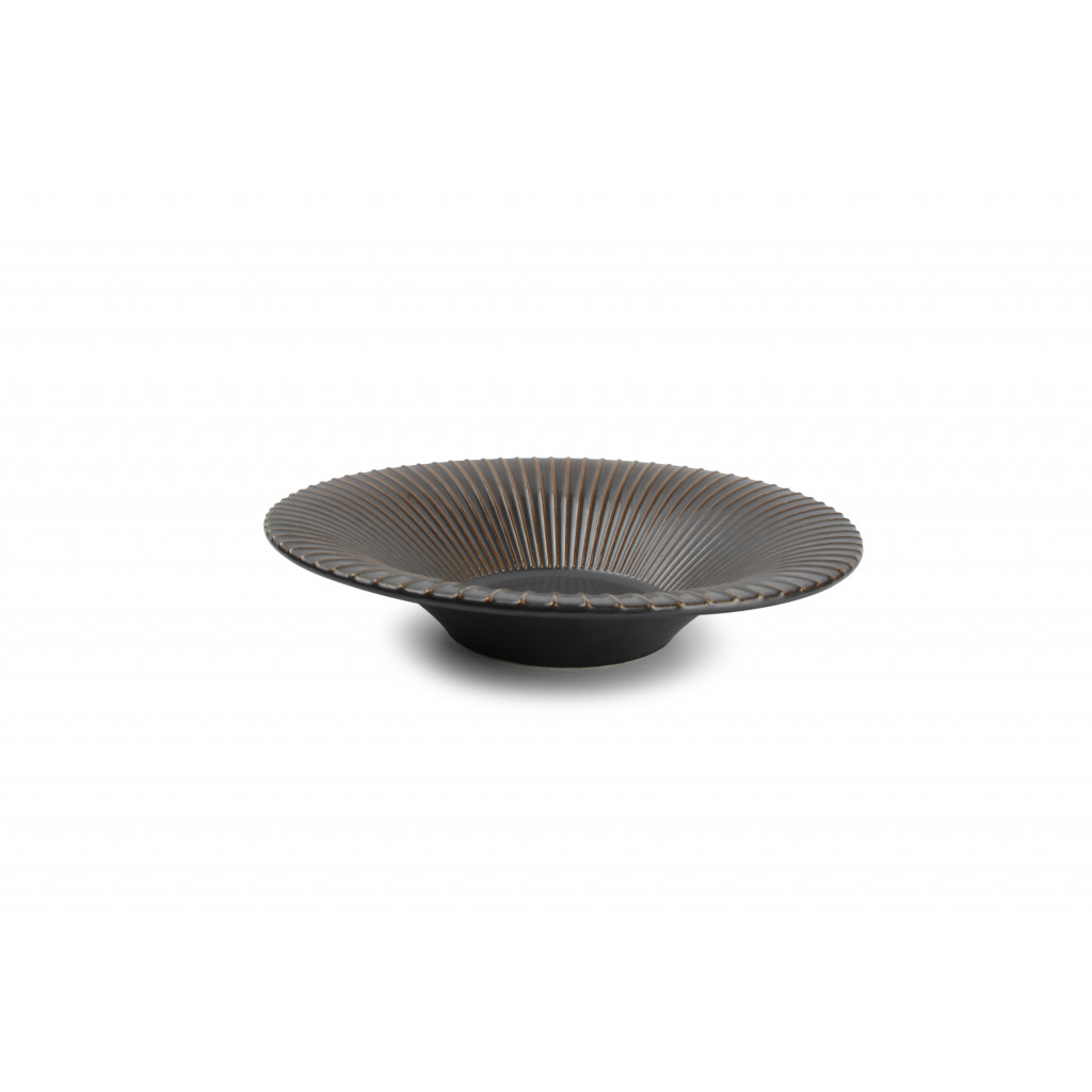 F2D Deep plate 26xH5,5cm striped silver Brass