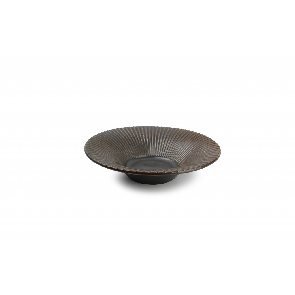 F2D Deep plate 20,5xH5cm striped silver Brass