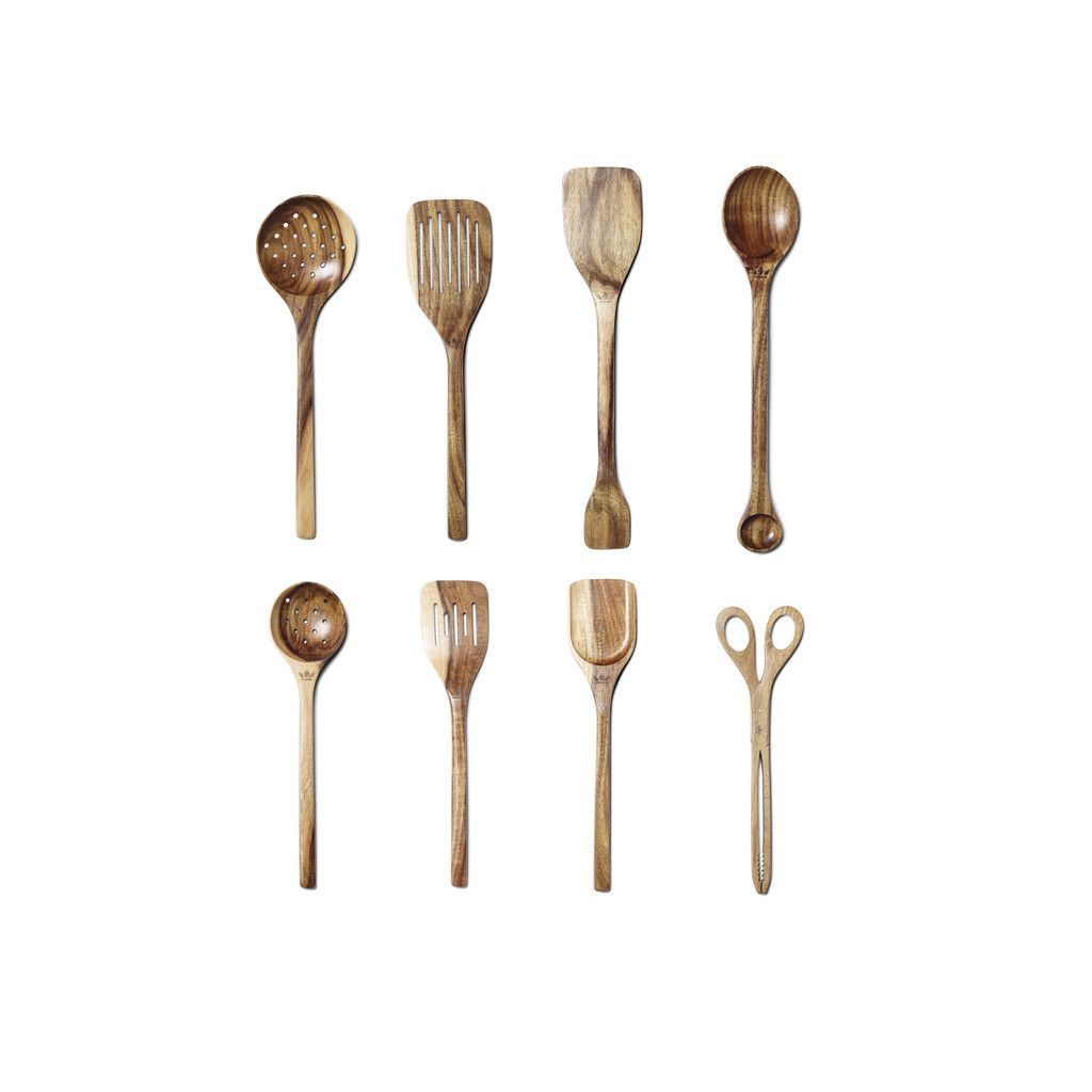 Dutchdeluxes Complete set of 8 wooden utensils ACACIA Acacia