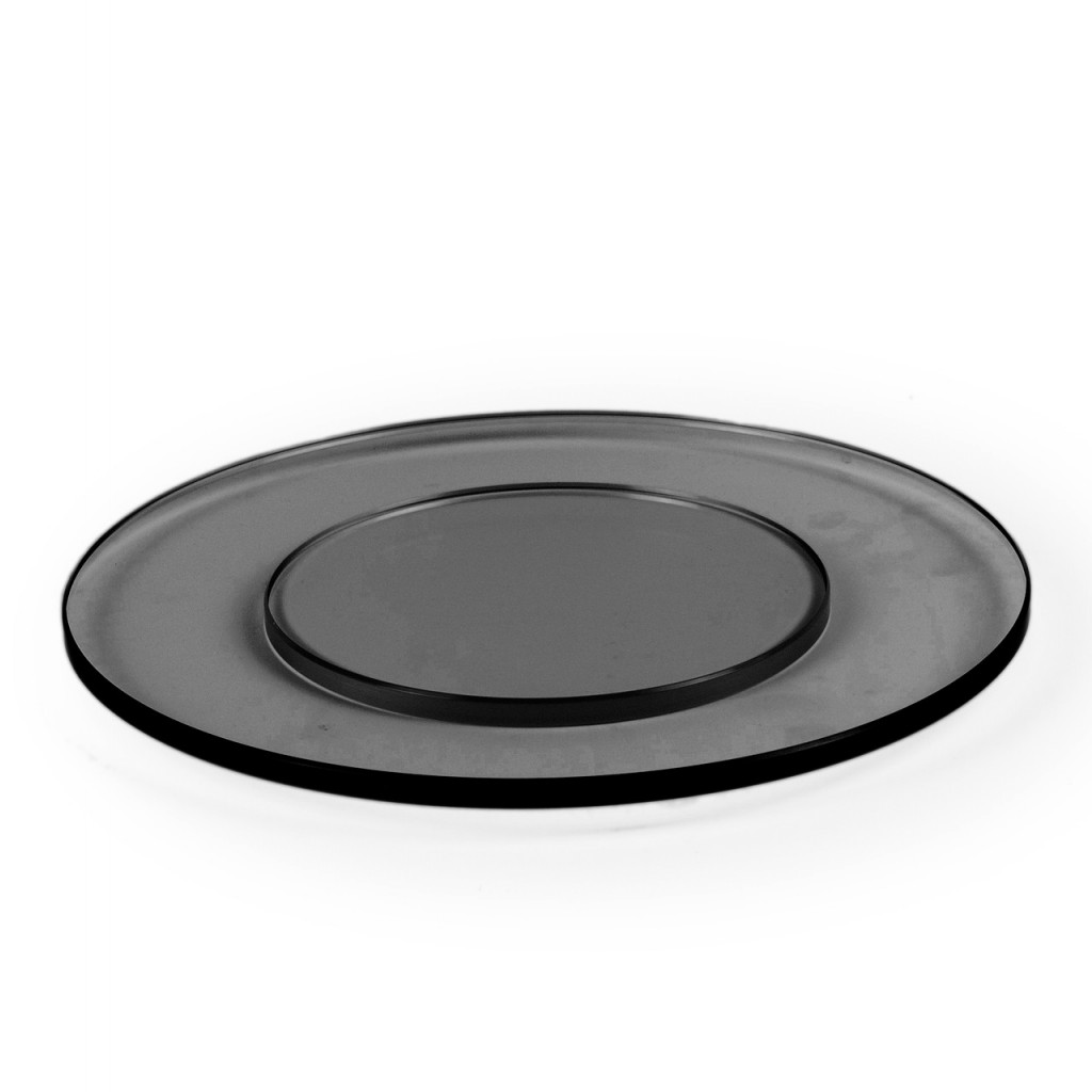 Craster Tilt Large Round Black Glass Plinth Soda Lime Glass 320ø × 20 mm