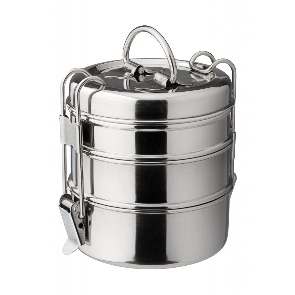 Utopia 3 Tier Tiffin Box 4.25" (11cm) H: 4.75" (12cm)