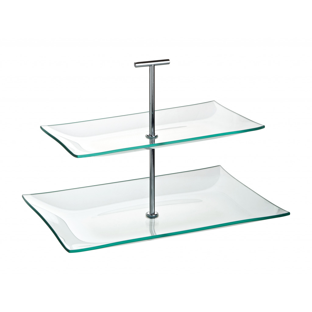 Utopia Aura 2 Tiered Rectangular Glass Plate 11.75 x 8"