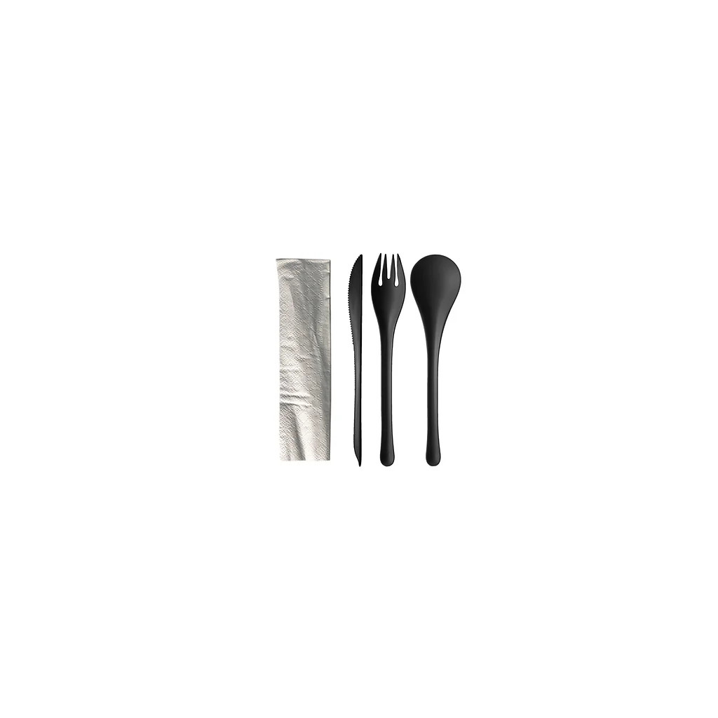 Cookplay EKO Set 1 Black : Fork, knife, spoon and napkin
