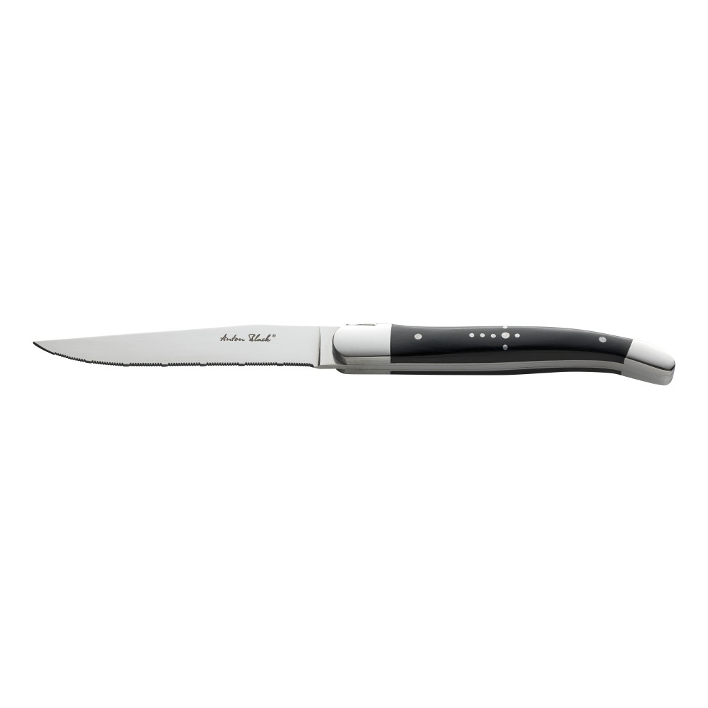 Utopia Laguiole Black Handled Steak Knife - Serrated Edge