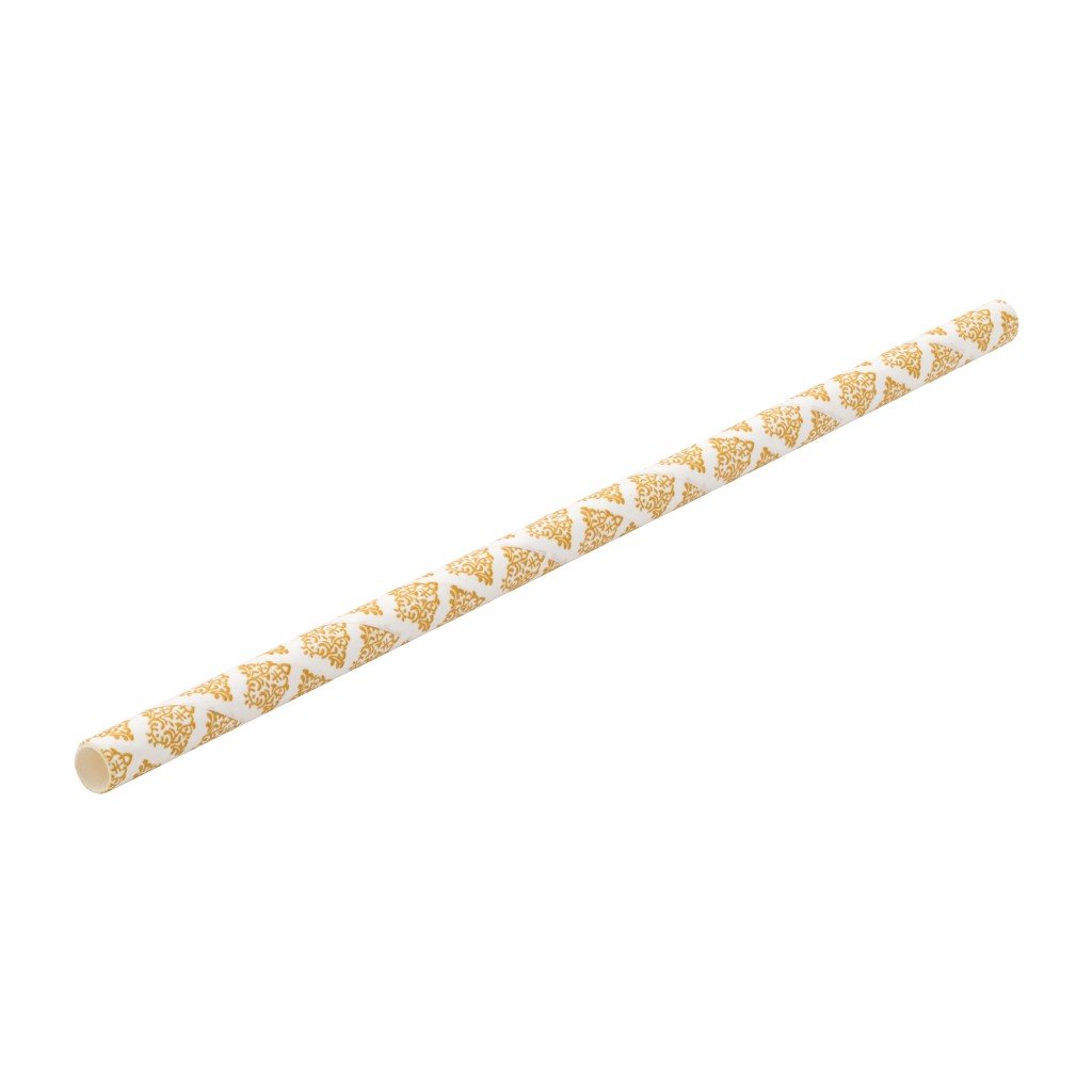 Utopia Paper Filigree Gold Cocktail Straw 5.5" (14cm)