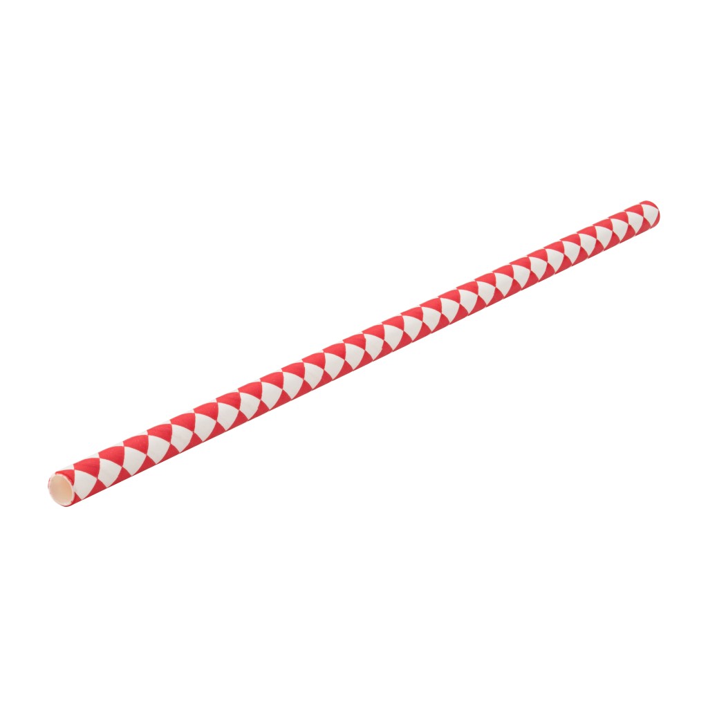 Utopia Paper Chequered Red Straw 8" (20cm) Box of 250