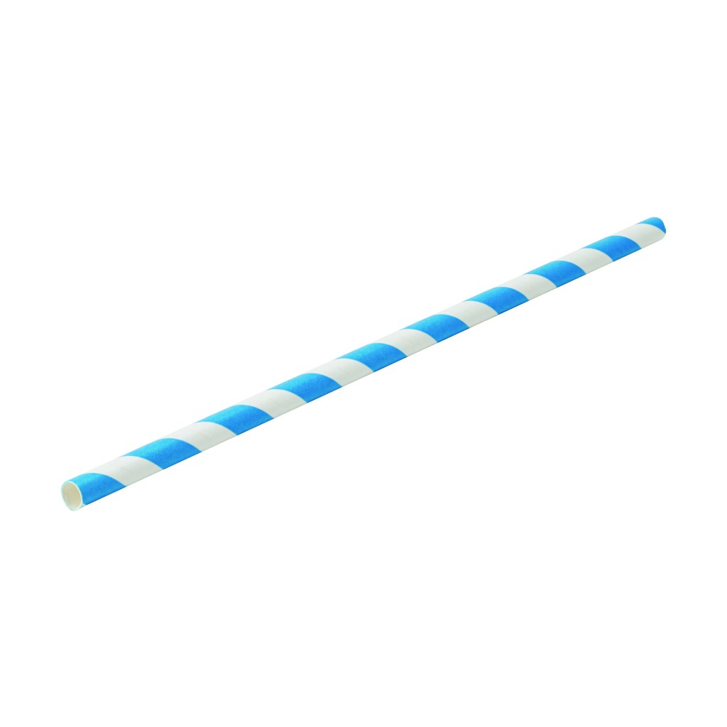 Utopia Paper Blue Stripe Straw 8" (20cm)