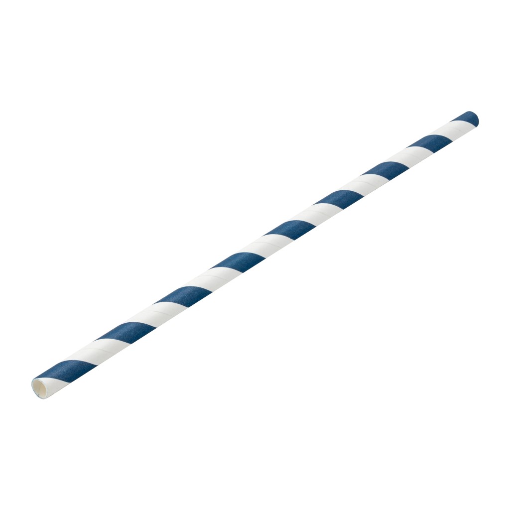 Utopia Paper Navy/White Stripe Straw 8" (20cm) Box of 250