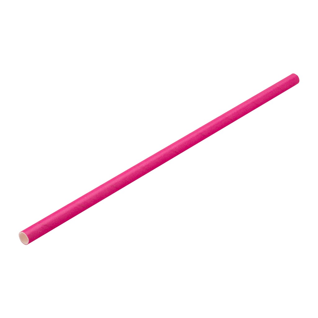 Utopia Paper Solid Pink Straw 8" (20cm) Box of 250