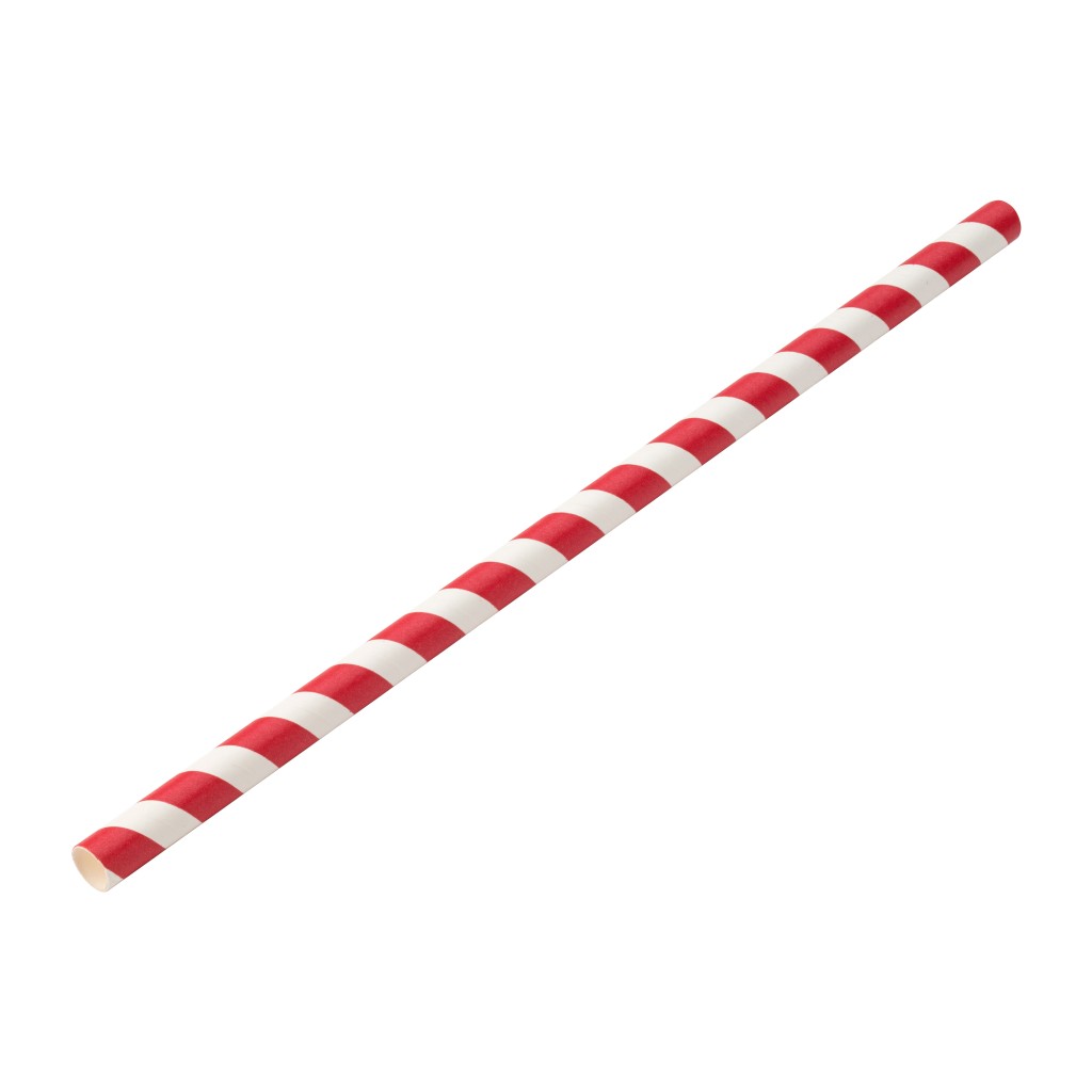 Utopia Paper Jumbo Red Stripe Straw 9" (23cm) 8mm Bore