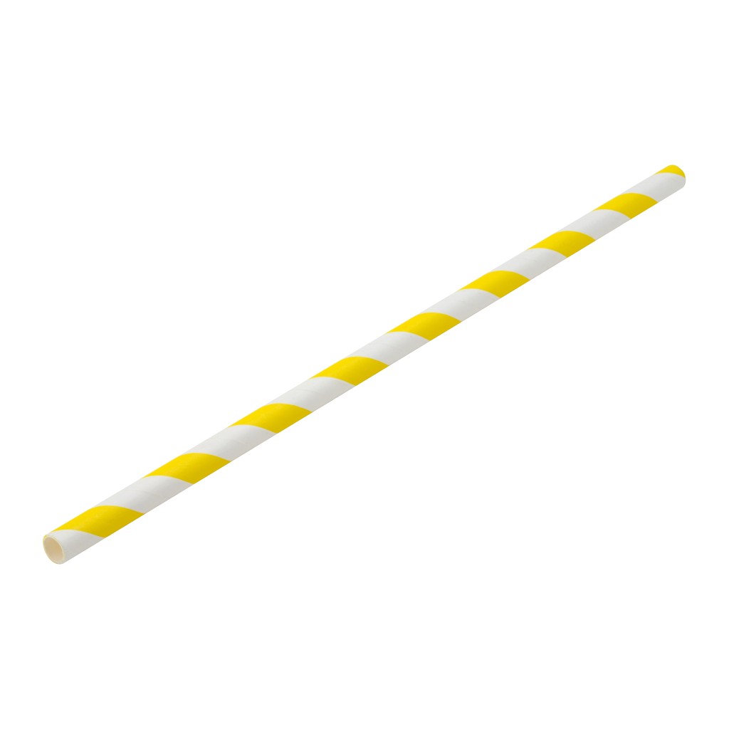 Utopia Paper Yellow/White Stripe Straw 8" (20cm)