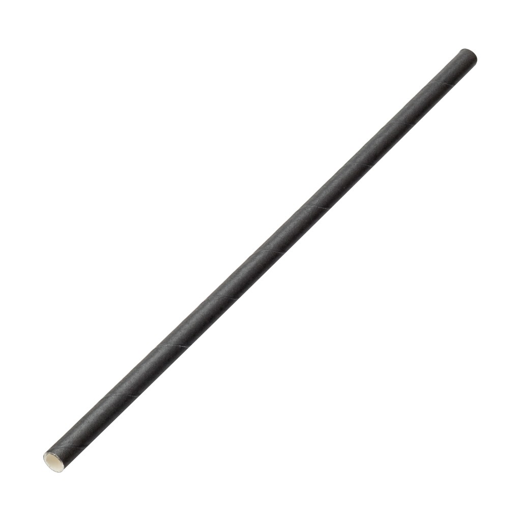 Utopia Paper Solid Black Straw 8" (20cm)