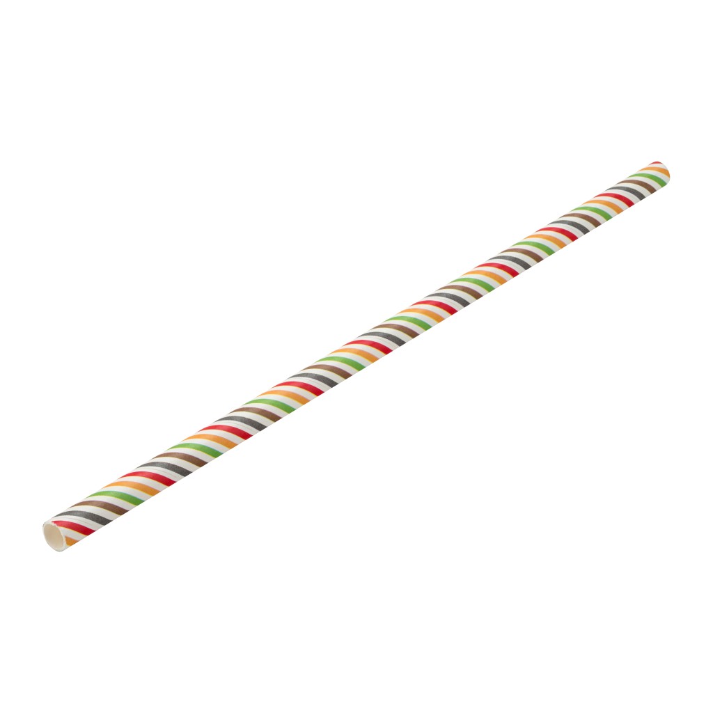 Utopia Paper Multi Stripe Straw 8" (20cm) Box of 250