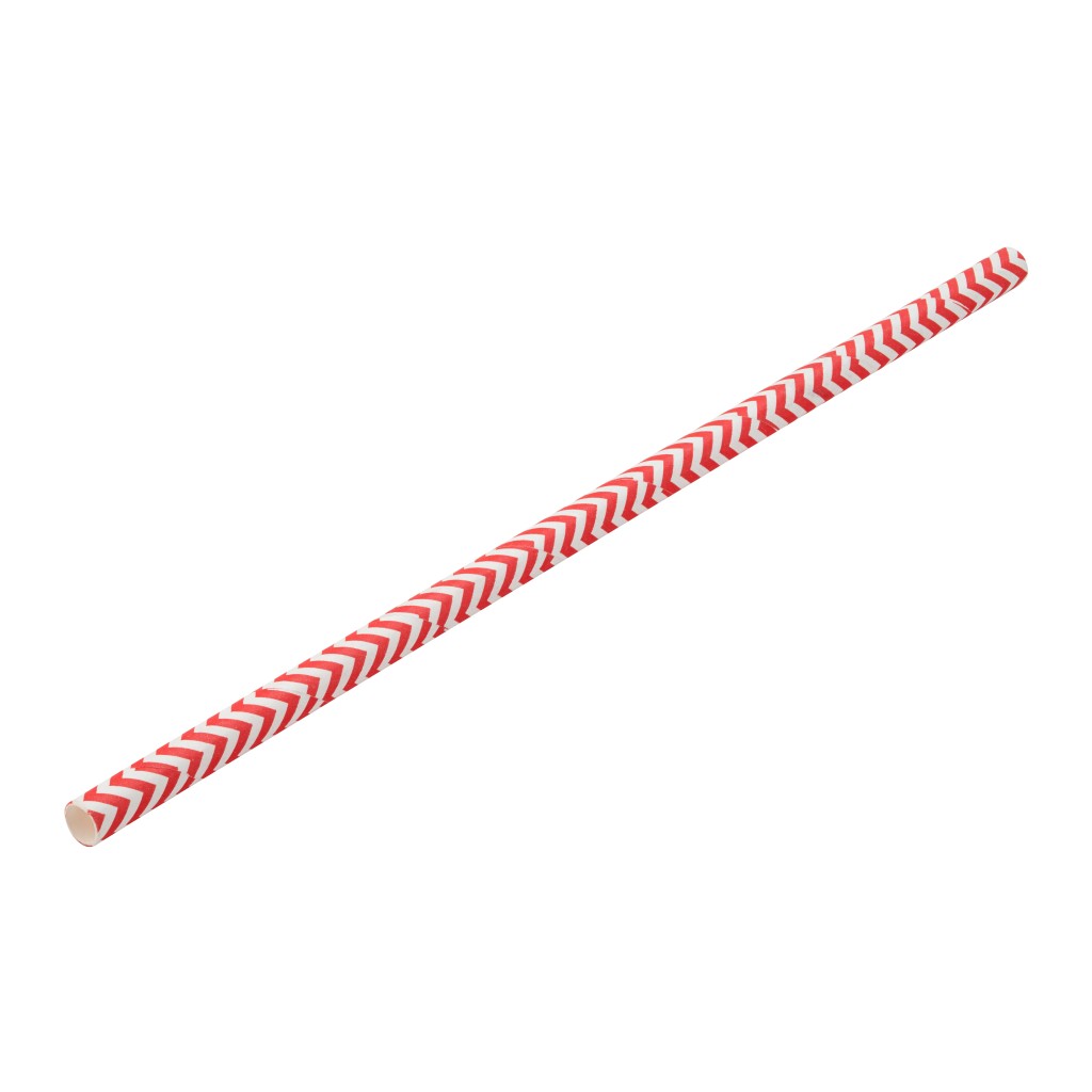 Utopia Paper Chevron Red Straw 8" (20cm) Box of 250