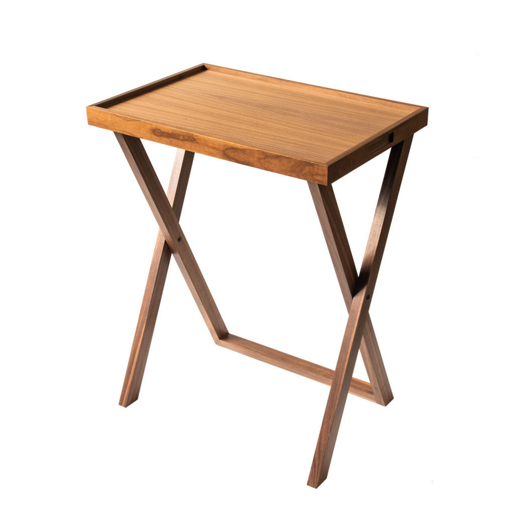 Craster Folding Walnut Tray Table, Tall – Locking Walnut 600 × 400 × 749 mm