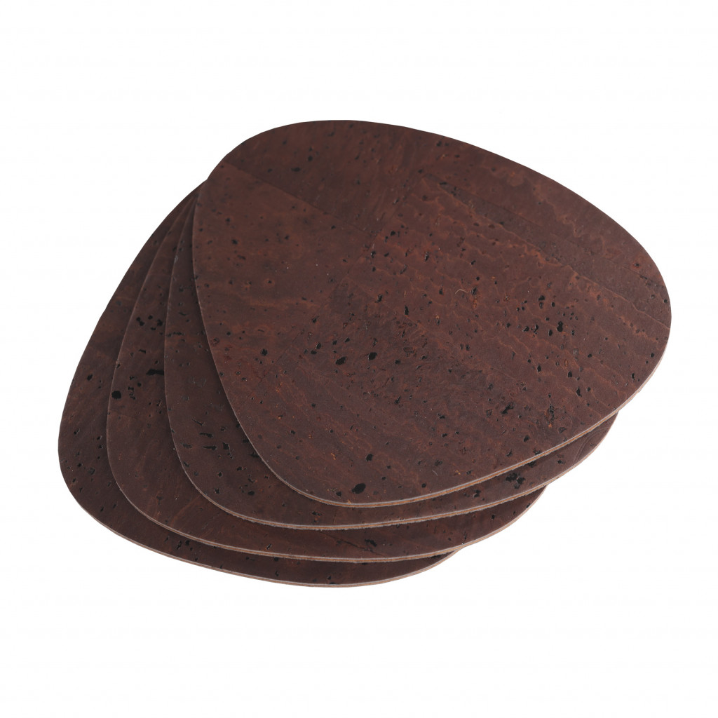 COASTERS 11x12 cm 4 pcs. pack CORK BROWN