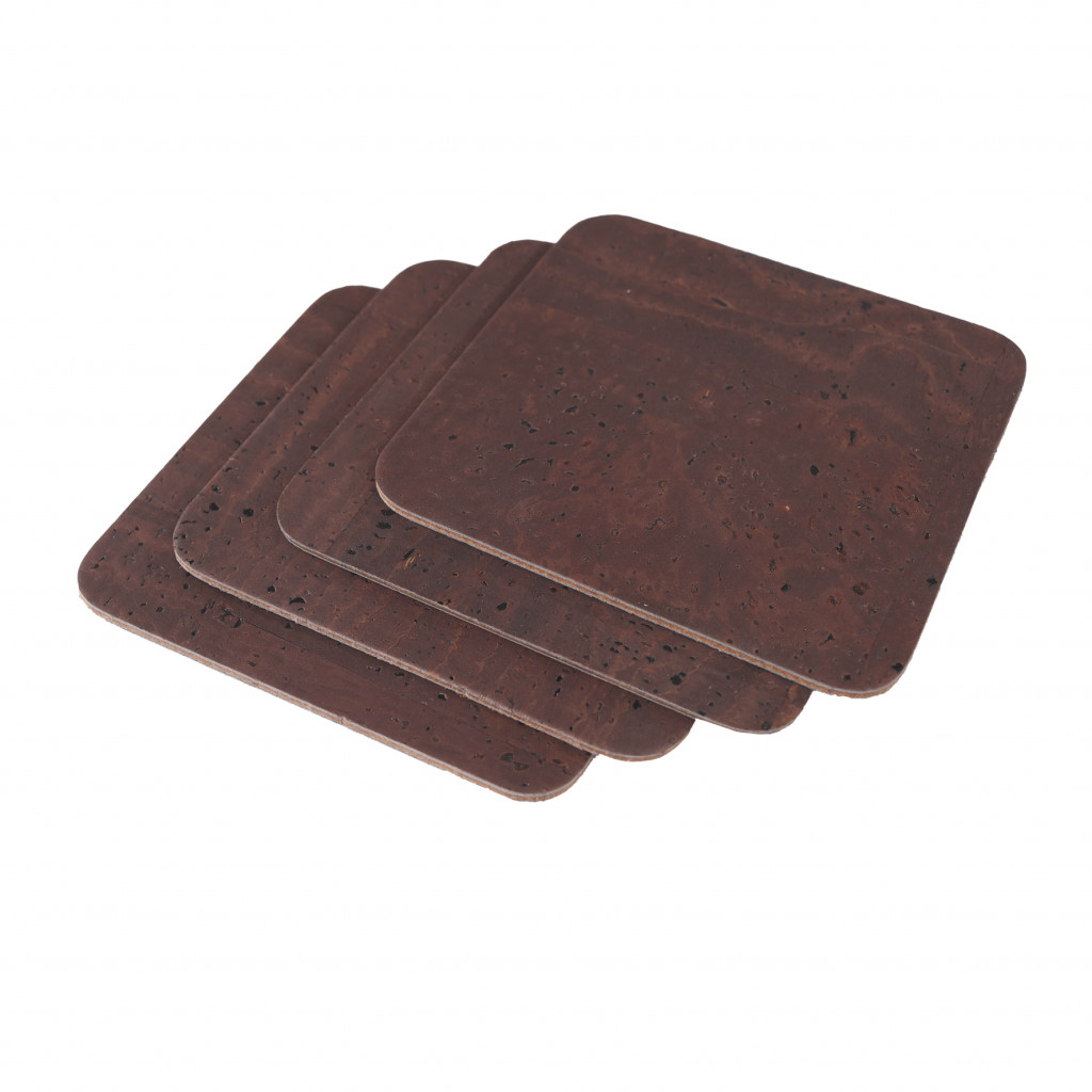 COASTERS 9,5x9,5 cm 4 pcs. pack CORK BROWN