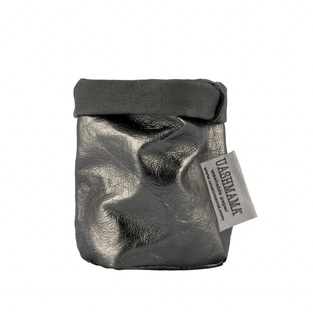 PAPER BAG XSMALL METALLO DARK GREY/PELTRO UASHMAMA