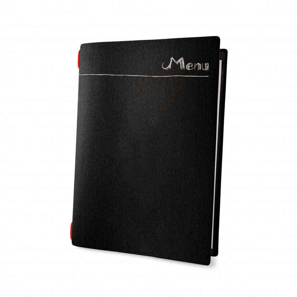 menu holder CUSTOM 16,5x23,1 cm (GOLFO) "CHALK menu" ECO BLACK th. 0.7