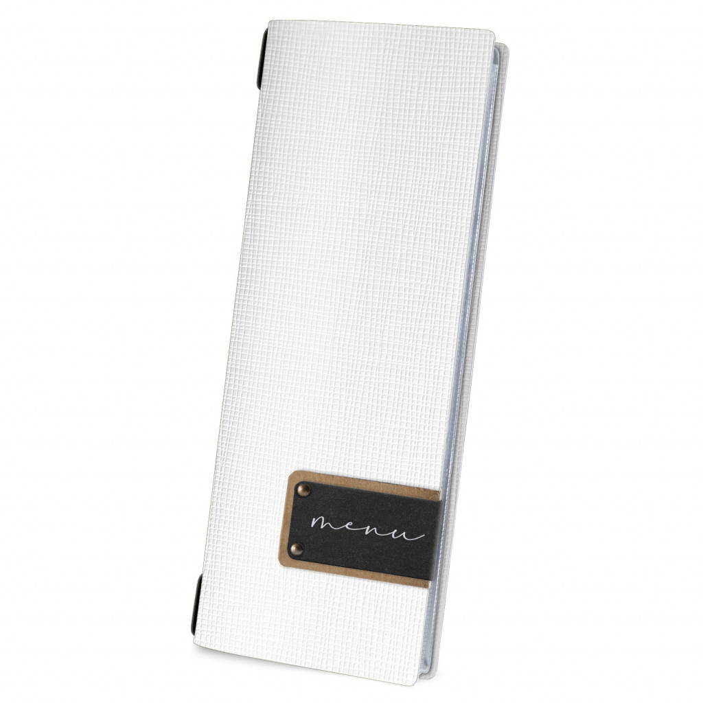 menu holder 12,5x31,8 cm (CLUB) black PATCH label "menu" CHEF WHITE