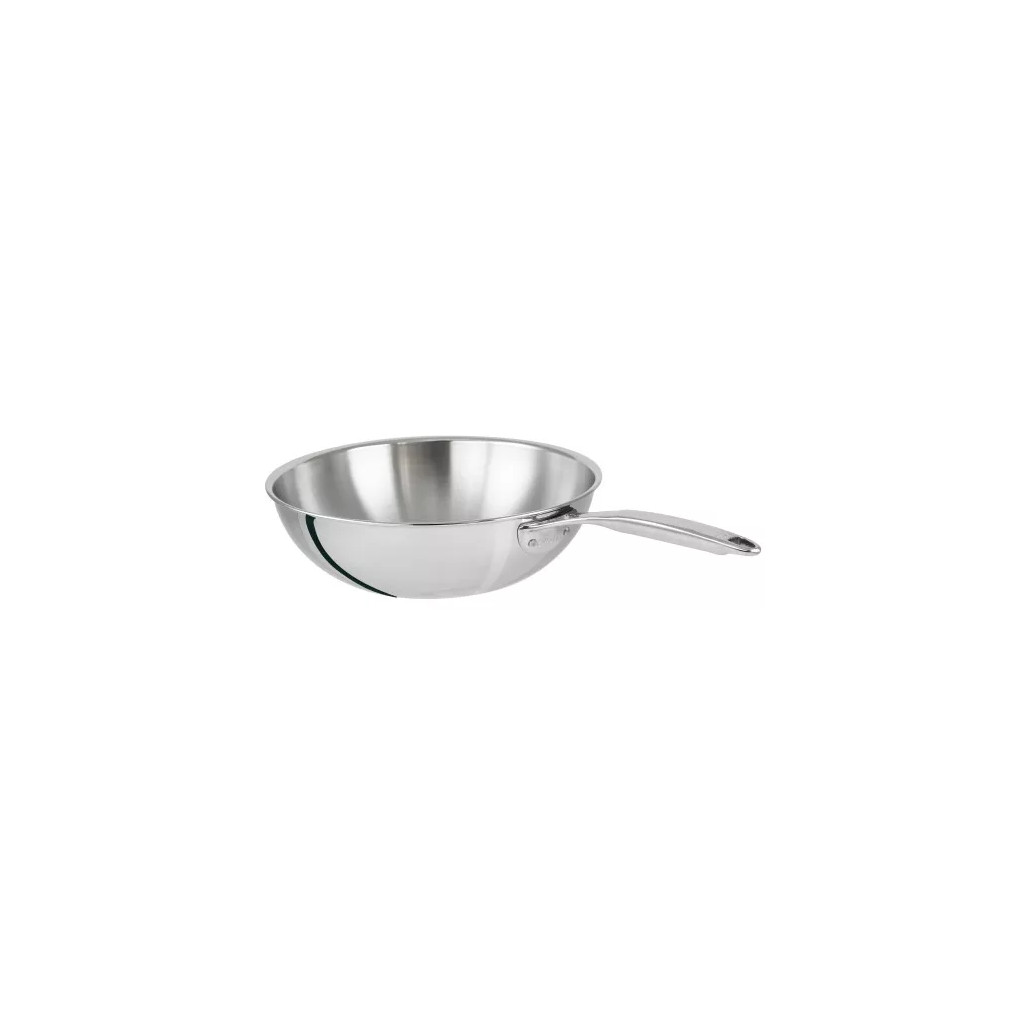 CASTEL PRO STAINLESS STEEL WOK 24 CM WITHOUT LID