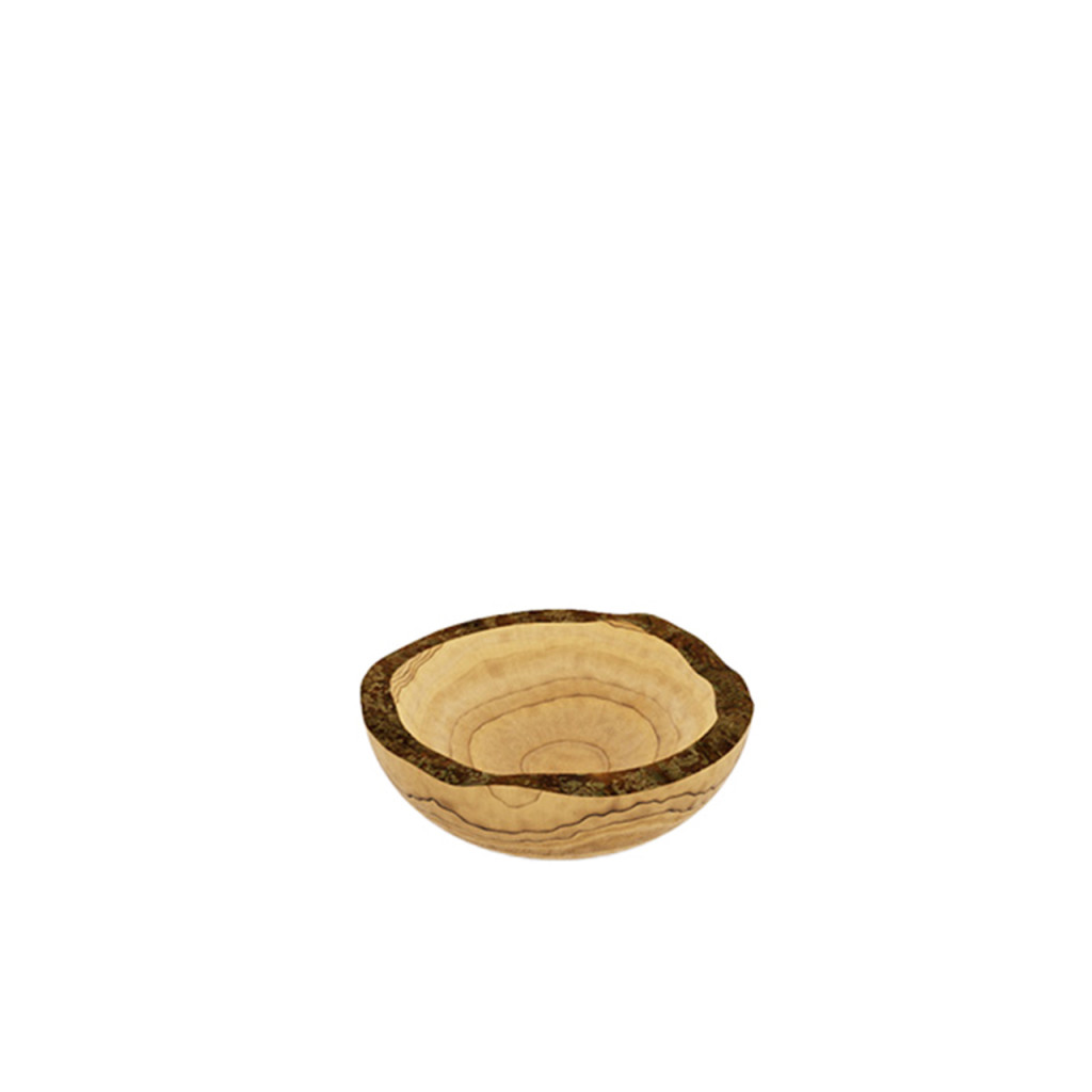 Craster Tilt Mini Rustic Olive Wood Bowl (120 x 120 x 50).