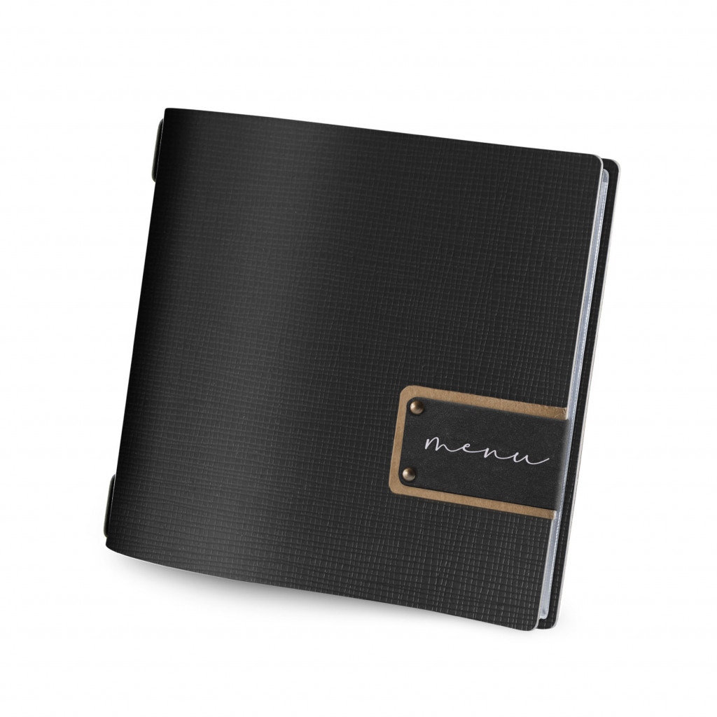 DAG style Menu 23x23,1 cm (QUADRATO) black PATCH štítek "menu" CHEF BLACK