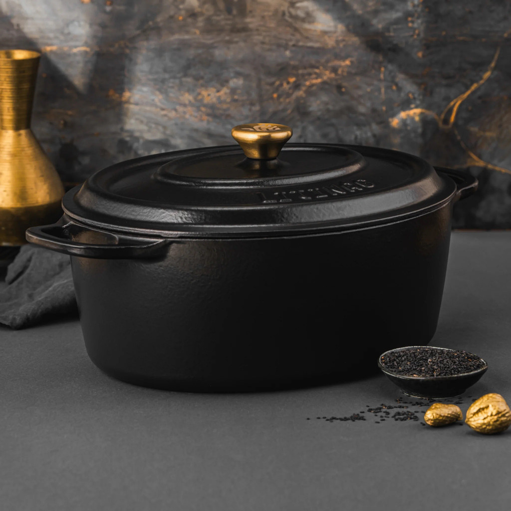 Litináč Casserole Oval 32cm Black matt