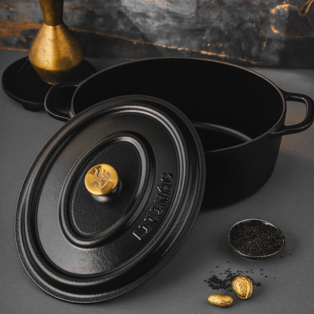 Litináč Casserole Oval 32cm Black matt