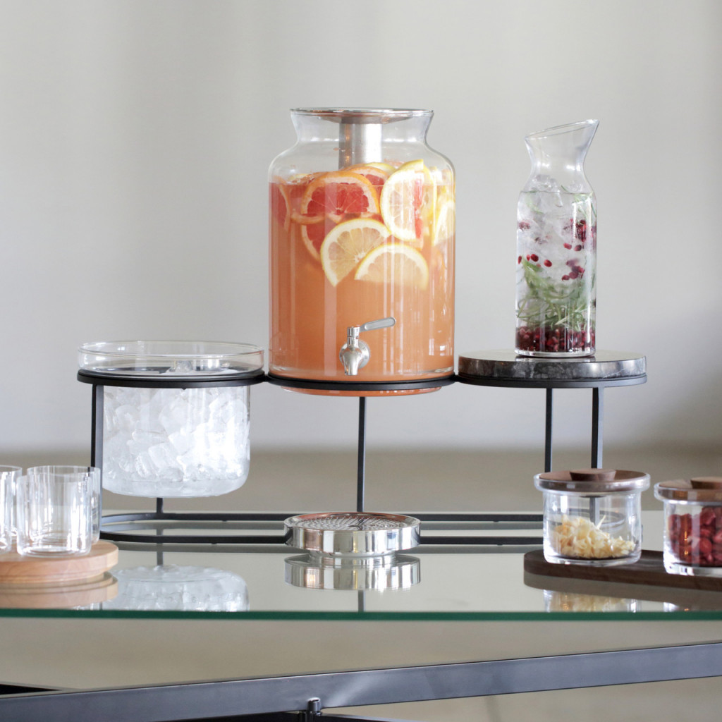 Craster Tilt Juice Dispenser Set, (TF NOT included) Soda Lime Glass and St. Steel 218ø × 322 mm