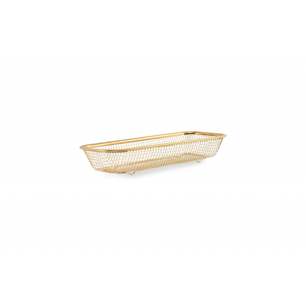 Bonbistro Wire basket 31x13xH5,5cm gold Serve