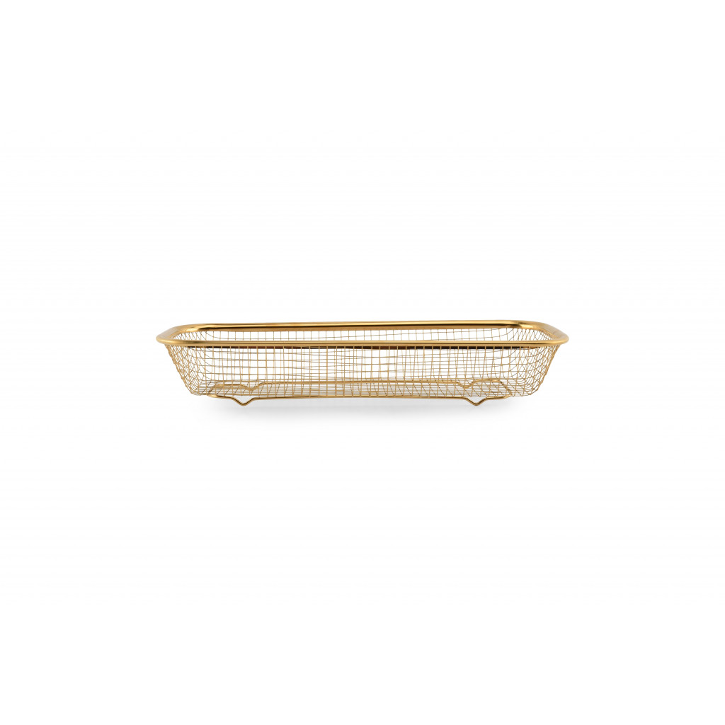 Bonbistro Wire basket 31x13xH5,5cm gold Serve