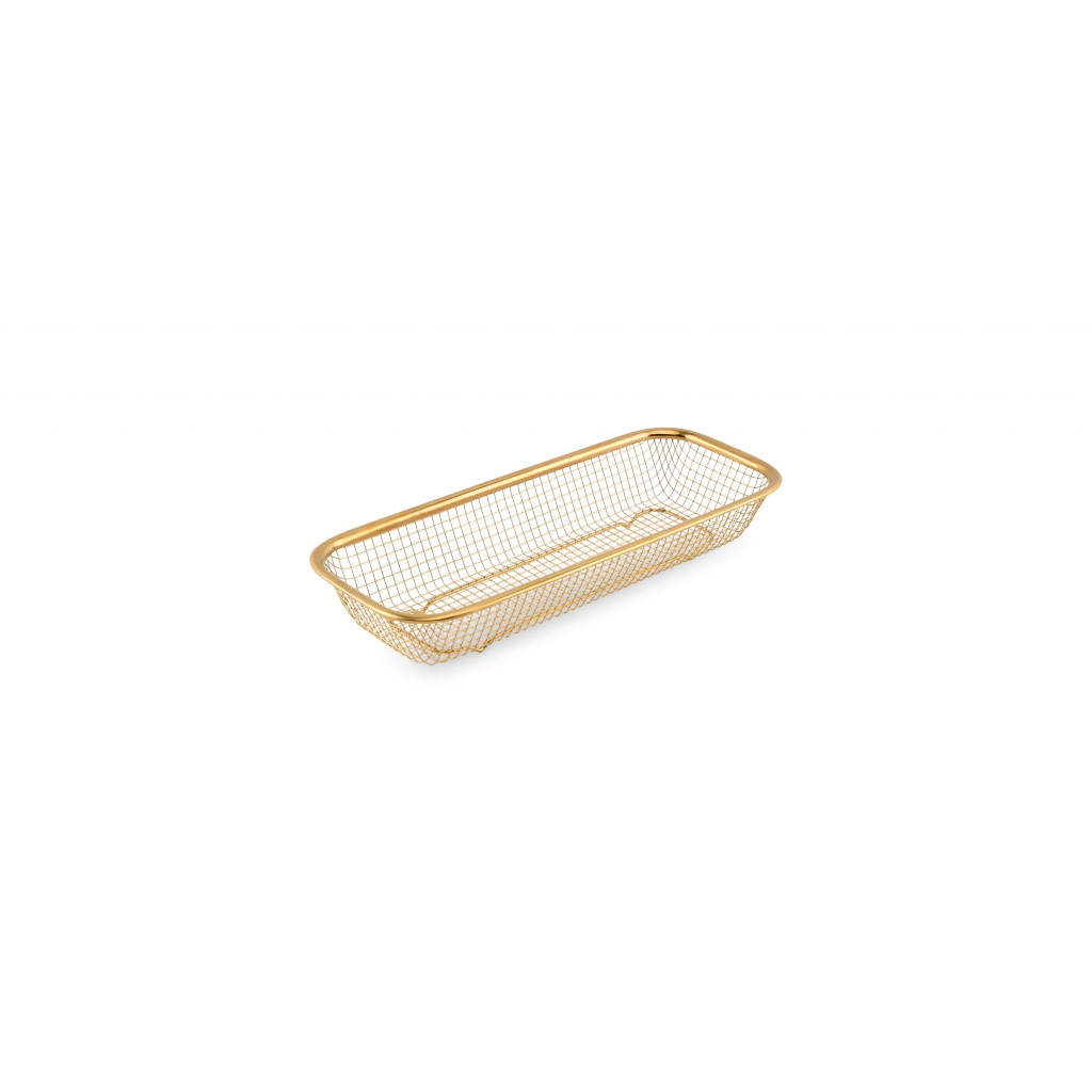 Bonbistro Wire basket 31x13xH5,5cm gold Serve