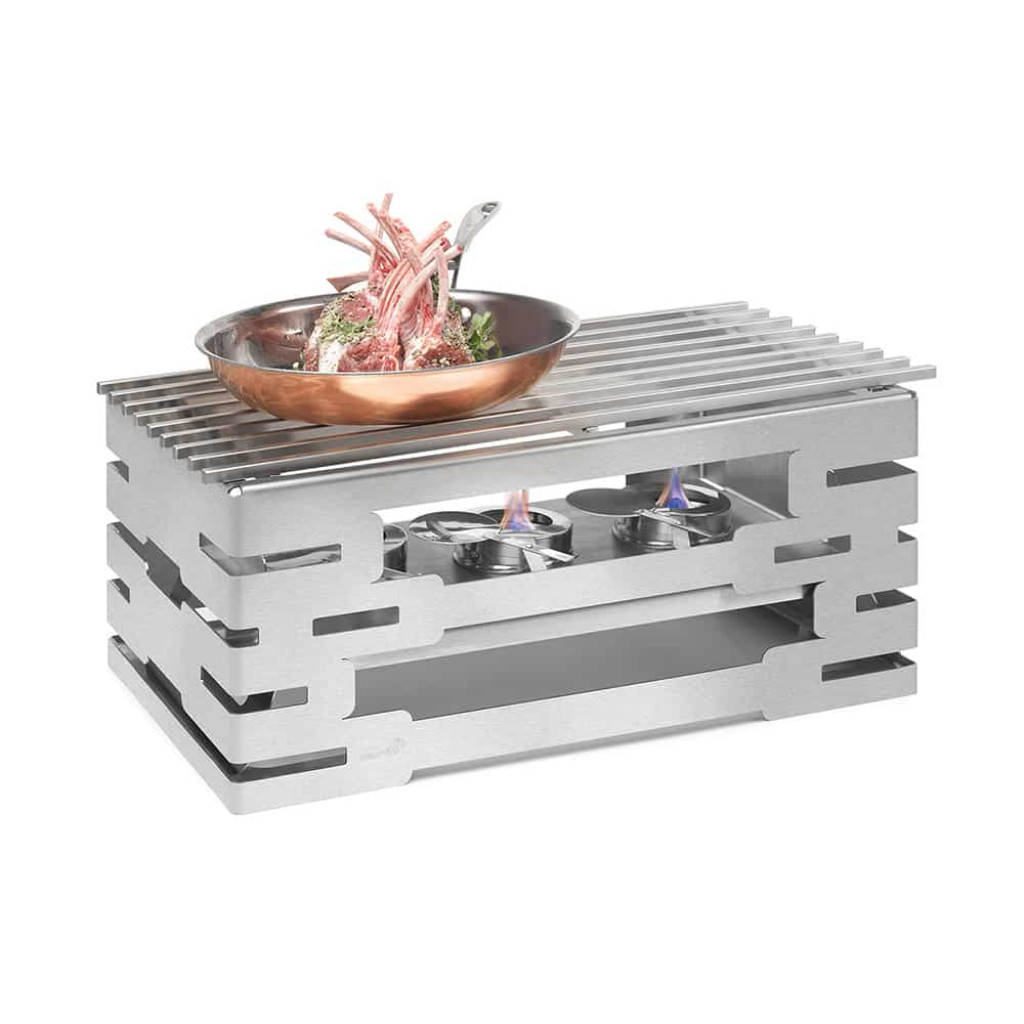 Rosseto Multi-Chef™ 10" Stainless Steel Warmer Kit w/ Grill, 3 Fuel Holders, & Reversible Burner Sta