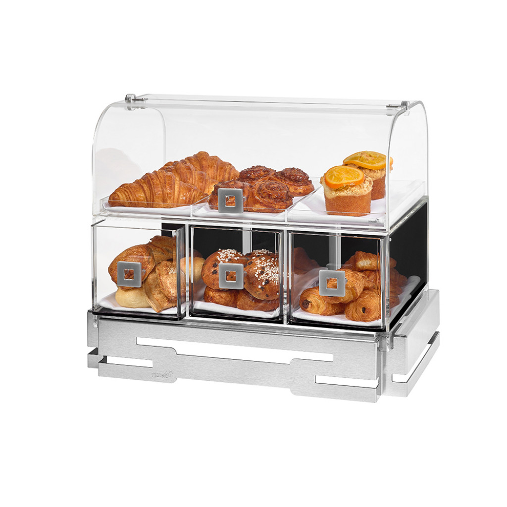 Rosseto Dome Bakery Case with Three Drawers and Three Row Divider Tray, 1 EA