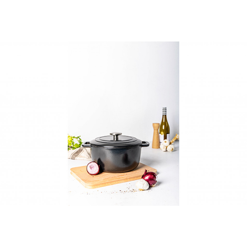 Cosy&Trendy FONTESTIC COOKING POT BLACK D24XH11,6CM4.6L CAST IRON WITH LID